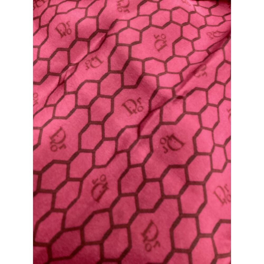 Christian Dior Scarf Women’s 1Size Square Silk Logo HoneyComb Pattern Wine Color - Picture 4 of 4